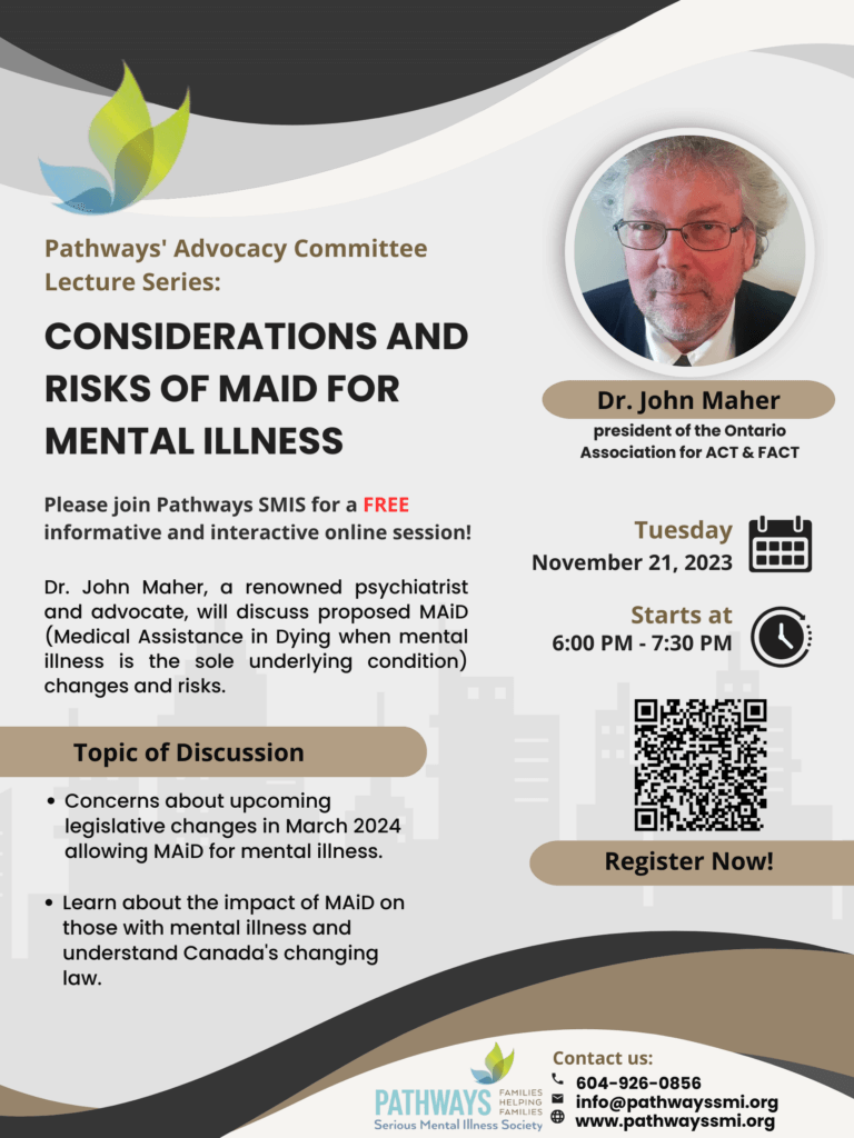 Free Webinar: Considerations and Risks of MAiD for Mental Illness - Nov 21 @ 6:00 -7:30 pm
