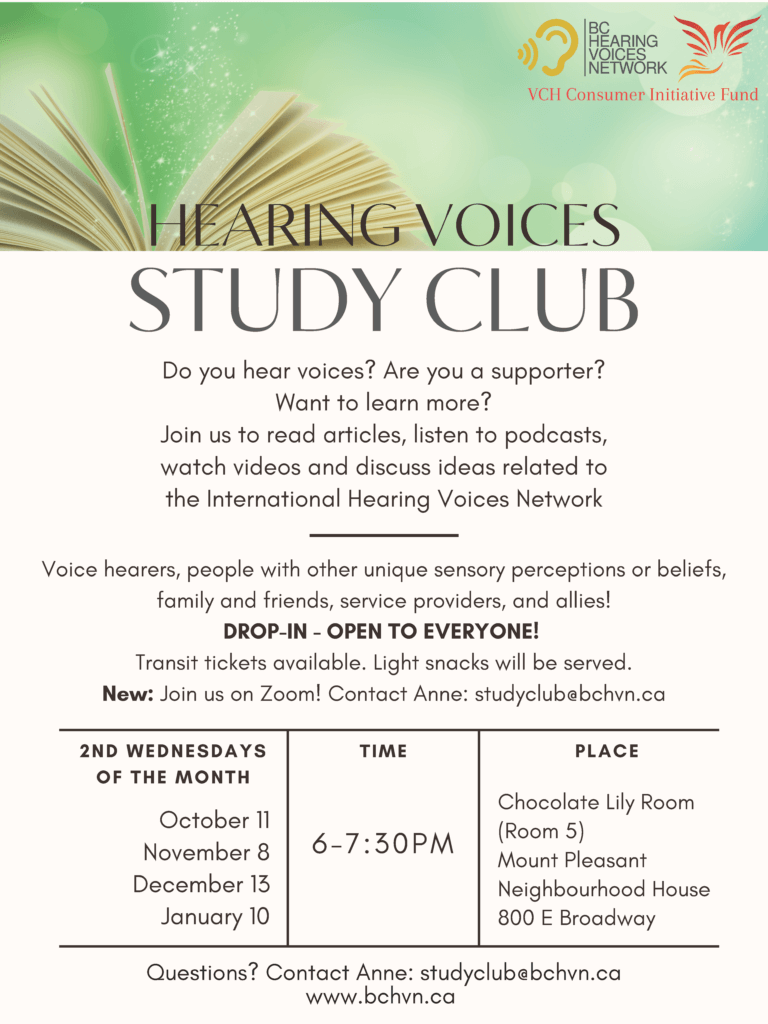 Hearing Voices Study Club - Next Session Jan 10, 2024