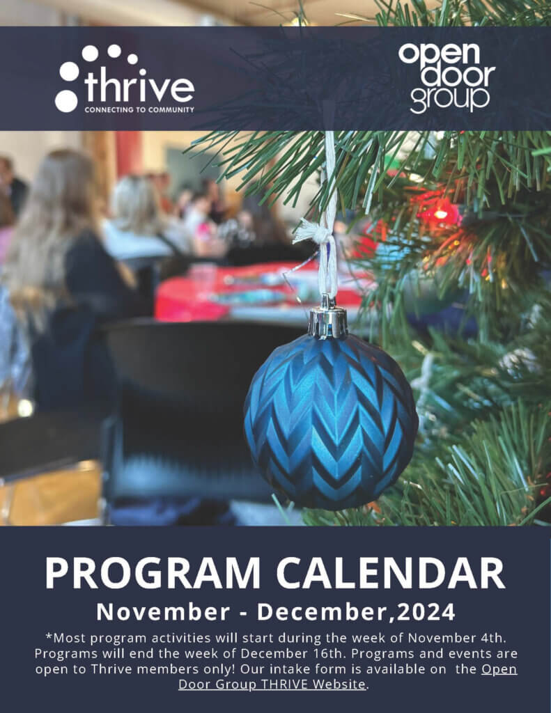 THRIVE Program - November/December 2024 Calendar