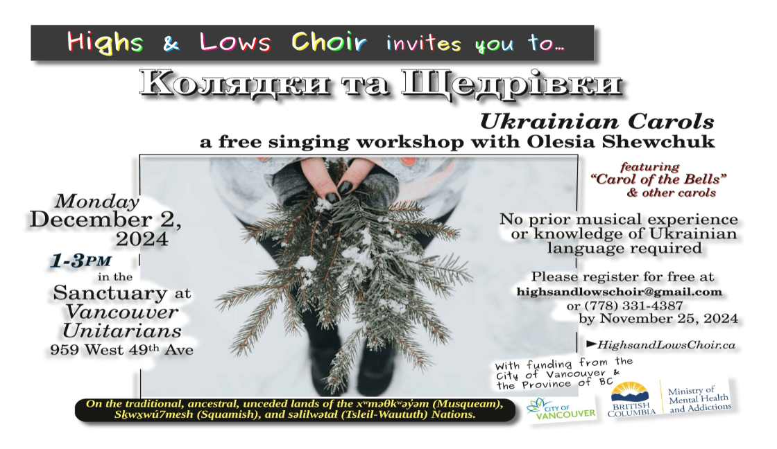 Highs and Lows Choir singing workshop on Dec 2 2024