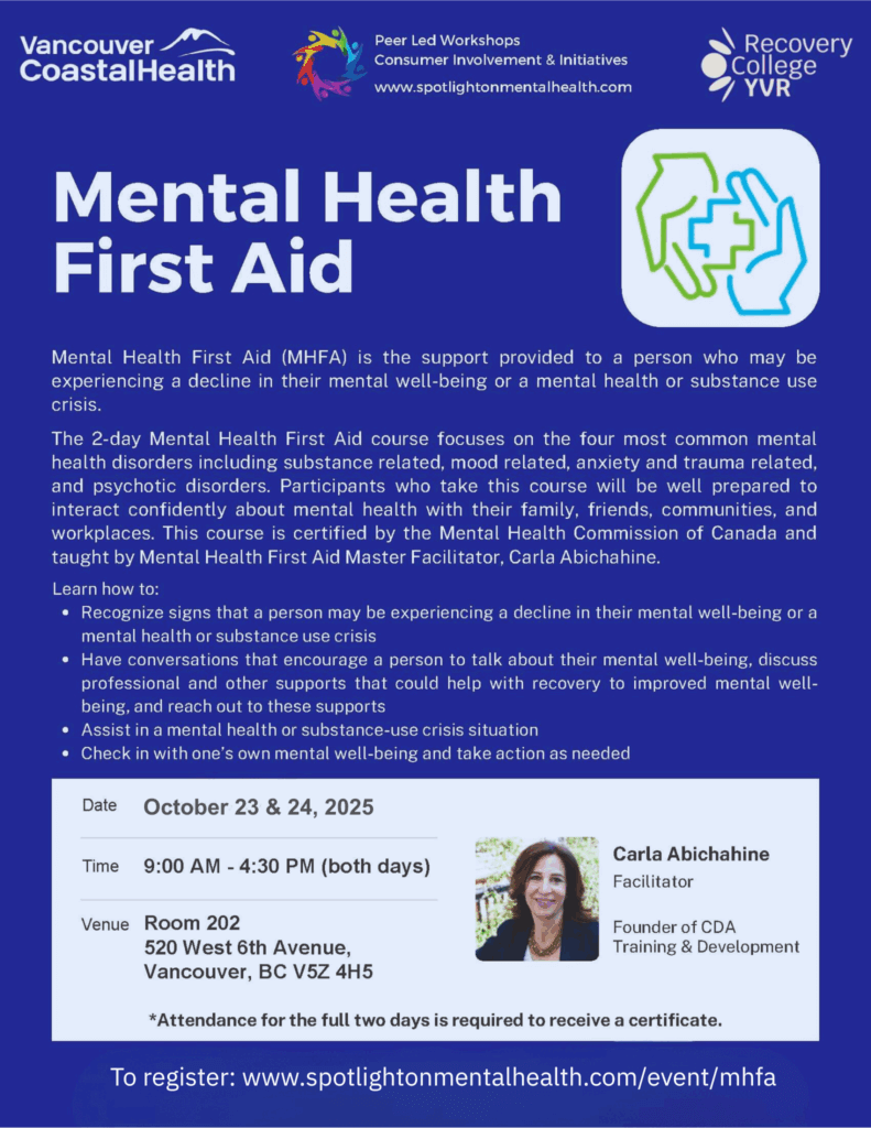 Registration now open: Mental Health First Aid Training October 23 & 24, 2025