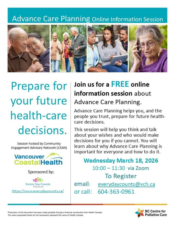 Advance Care Planning Session- Every Day Counts, VCH