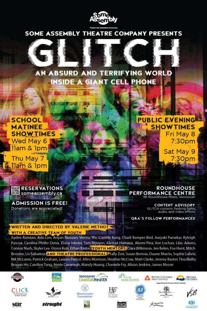 Youth Theatre Action Group 2026 Play GLITCH -FREE Performances May 8 & 9 at the Roundhouse Community Centre