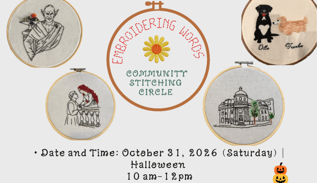 Free Embroidery Workshop Oct 31